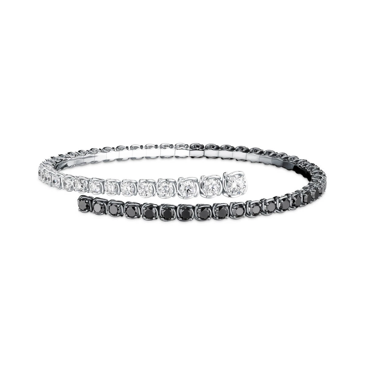 A Link Abbracci 4.63 Ctw Black & White Diamond Bypass 18K White Gold Bracelet 3 A Link Abbracci 4.63 Ctw Black & White Diamond Bypass 18K White Gold Bracelet