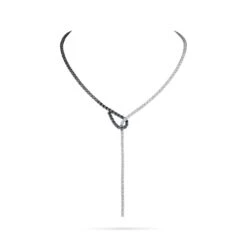 A Link Abbracci 9.57 Ctw Black & White Diamond Lariat Necklace 18K White Gold