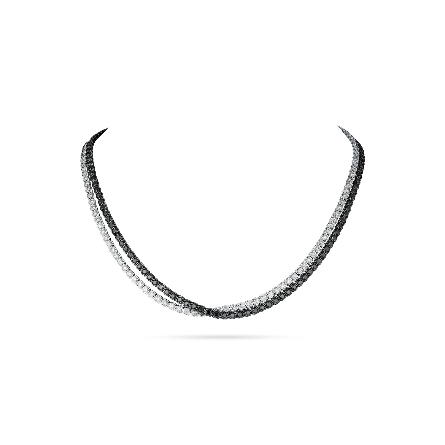 A Link Abbracci 13.88CTW 18K White & Black Diamond Crossover Necklace 3 A Link Abbracci 13.88CTW 18K White & Black Diamond Crossover Necklace