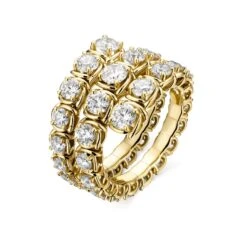 A Link Abbracci 4.20 Ctw Three Row Diamond Wrap Ring 18K Gold