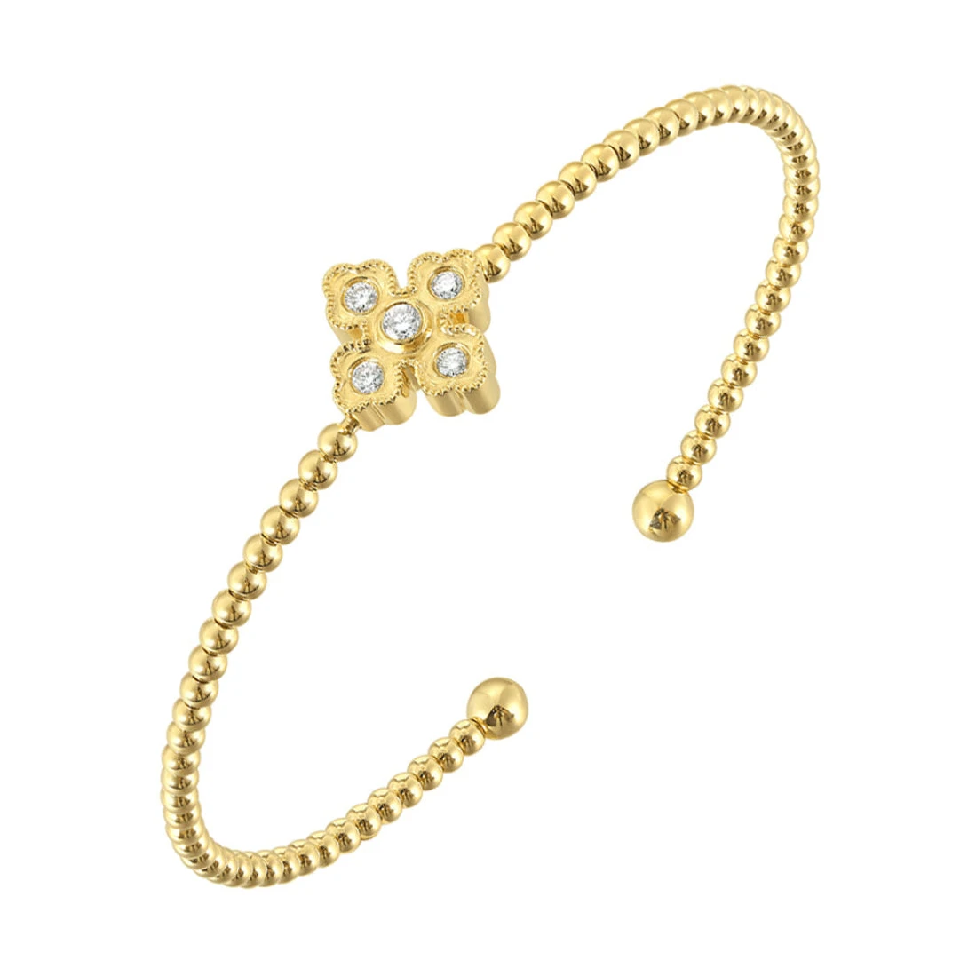 14Kt Yellow Gold Diamond 1/6Ctw Bangle 3 14Kt Yellow Gold Diamond 1/6Ctw Bangle