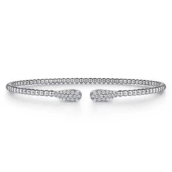 14K White Gold Bujukan Diamond Teardrops Bangle