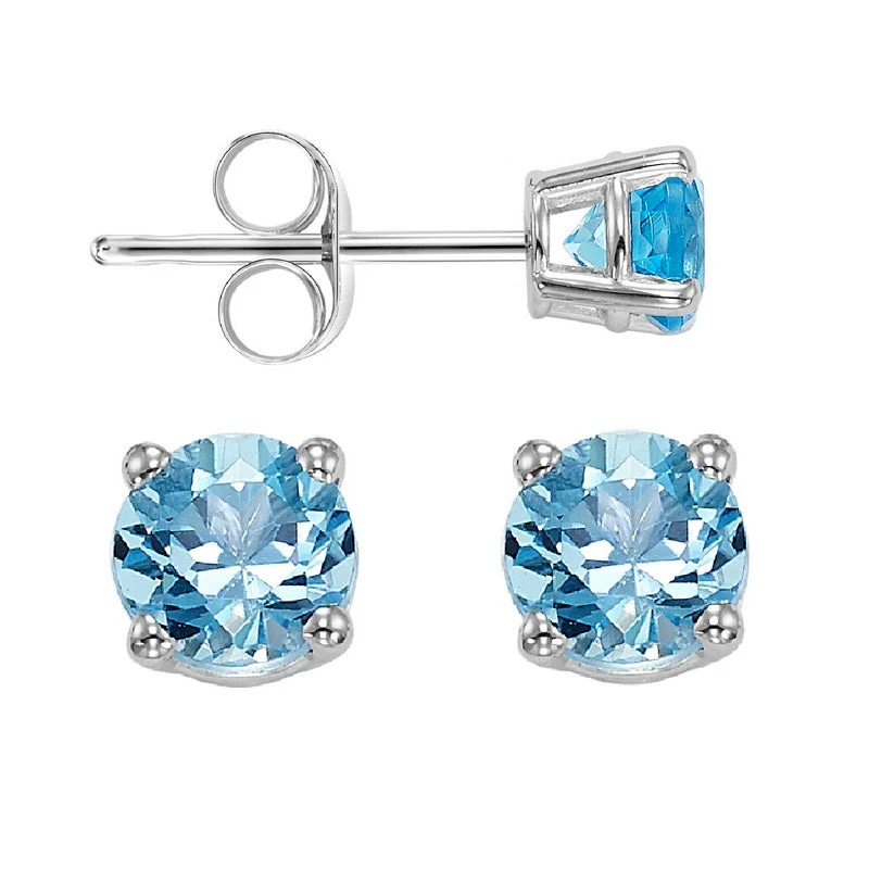 Round Blue Topaz Studs 4mm 3 Round Blue Topaz Studs 4mm