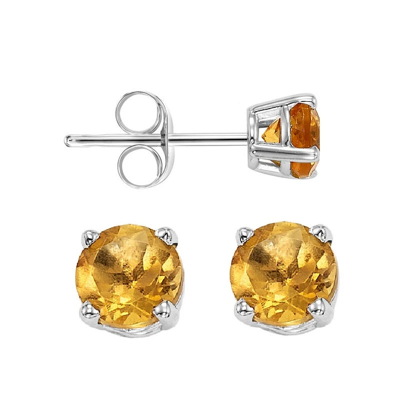 Round Citrine Studs 5mm 3 Round Citrine Studs 5mm