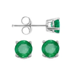 Round Emerald Studs 4.5mm