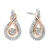 Two Tone Sterling Silver Rhythm Of Love Diamond Love Knot Earrings -DIAMOND JEWELRY SHOP ER10089 SGPSC