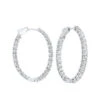 14K White Gold Prong Inside Outside Oval Shaped Diamond Hoop Earrings 5CTW