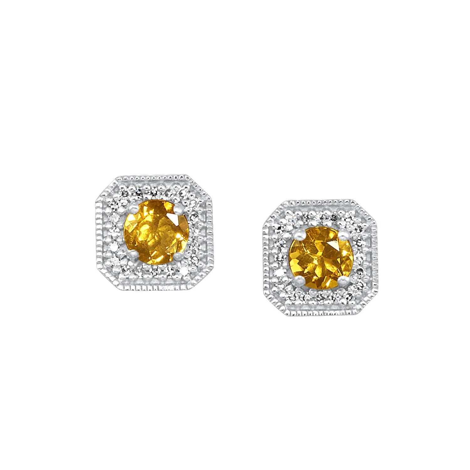 White Gold Diamond & Citrine Fashion Colorstone Earring 3 White Gold Diamond & Citrine Fashion Colorstone Earring