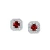 White Gold Diamond & Garnet Fashion Colorstone Earring