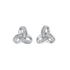 .10 CTW Diamond Studs Set In A Trinity Celtic Knot In 10k White Gold