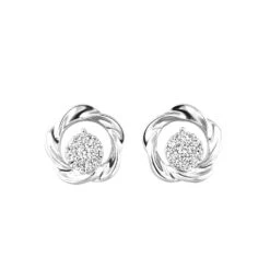 Silver Diamond 1/8ctw Earring