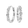 10K White Gold Mix Bezel Diamond Earrings 1/7CT