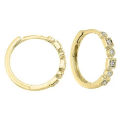 14K Yellow Gold Mix Prong Diamond Earrings 1/7CT