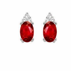 10K White Gold Color Ens Prong Garnet Earrings 1/25CT