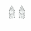 10K White Gold Color Ens Prong White Topaz Earrings 1/25CT -DIAMOND JEWELRY SHOP FE4022 1WDWT