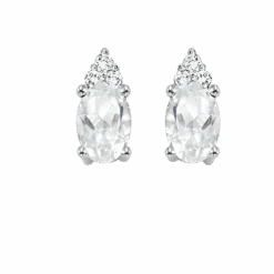 10K White Gold Color Ens Prong White Topaz Earrings 1/25CT