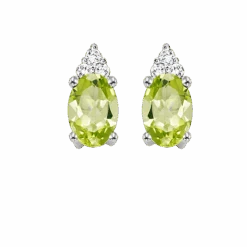 10K White Gold Color Ens Prong Peridot Earrings 1/25CT