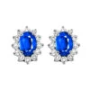 14K White Gold Color Ens Halo Prong Sapphire Earrings 3/8CT -DIAMOND JEWELRY SHOP FE4062 4WCS