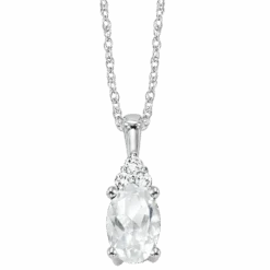 10K White Gold Color Ens Prong White Topaz Necklace 1/30CT