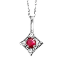 14 White Gold Ruby Necklace 1/20CT