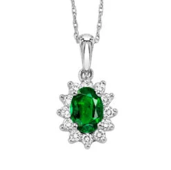 Emerald Pendant Ens Halo Prong 1/5 CTW
