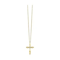 10K Yellow Gold Cross Diamond Solitaire Fashion Chain & Pendant (0.02CTW)
