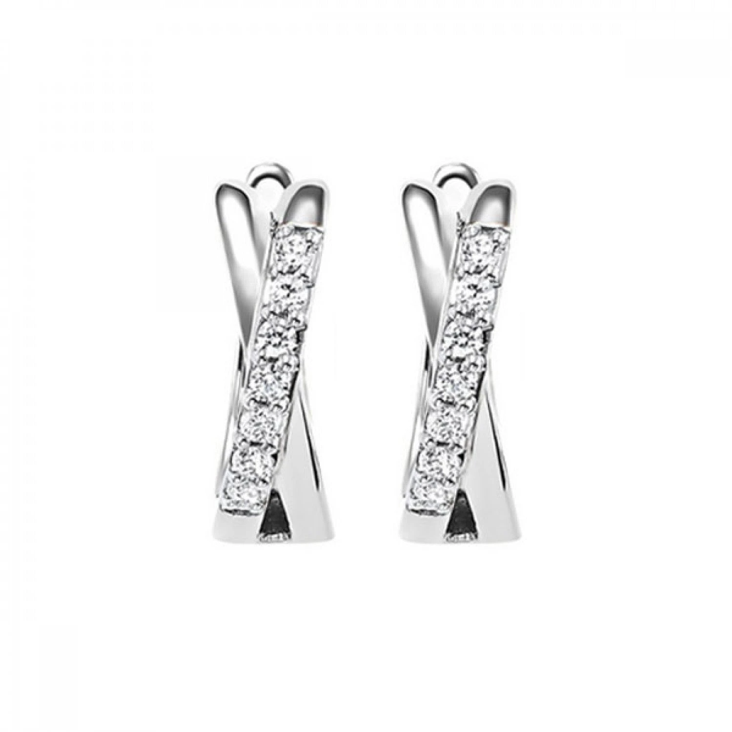 10K White Gold Diamond Huggie Hoops 0.17CTW 3 10K White Gold Diamond Huggie Hoops 0.17CTW