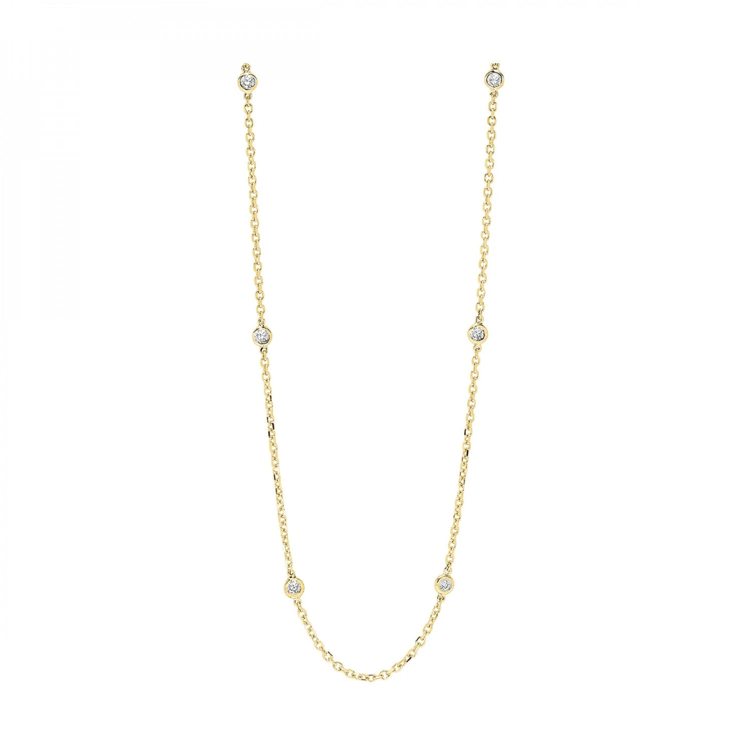 14K Gold Diamonds By The Yard Bezel Diamond Necklace (0.25, 0.50, 0.75, 1.00, 1.50 Or 2.00CTW) 4 14K Gold Diamonds By The Yard Bezel Diamond Necklace (0.25, 0.50, 0.75, 1.00, 1.50 Or 2.00CTW) - Image 2