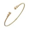 14K Yellow Gold Beaded Cuff Hexagon Diamond Bangle (0.25CTW)
