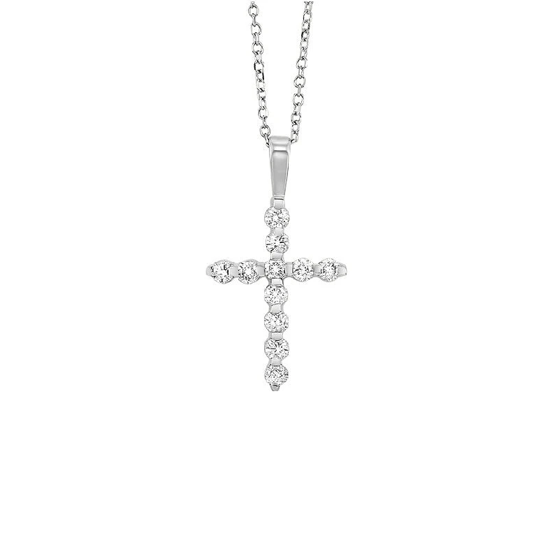 14K White Gold Cross Bar Set Diamond Necklace 1/3CT 3 14K White Gold Cross Bar Set Diamond Necklace 1/3CT
