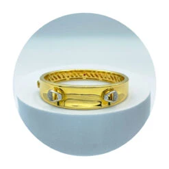 Estate Roberto Coin 18K Yellow Gold Hinged Bangle W Diamond Accents (0.10CTW)