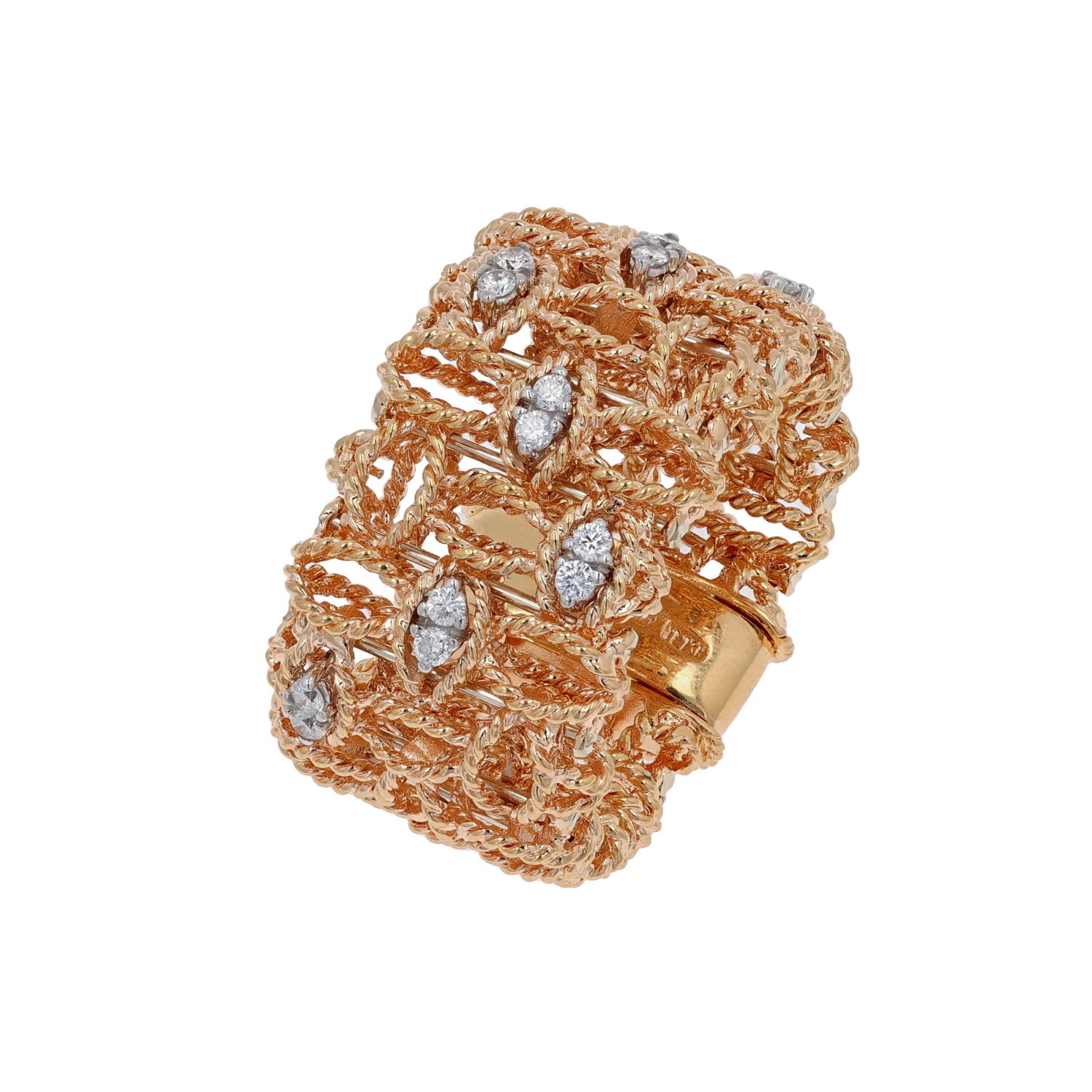 Estate 18K Rose Gold Roberto Coin Mesh Diamond Ring (0.22CTW) 5 Estate 18K Rose Gold Roberto Coin Mesh Diamond Ring (0.22CTW) - Image 3