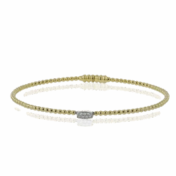 Simon G Beaded Bangle In 18k Gold With Diamonds