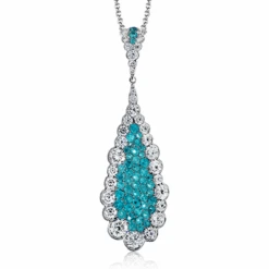 Simon G Tempera Paraiba Pendant Necklace In 18k Gold With Diamonds