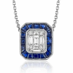 Simon G Sapphire Pendant Necklace In 18k Gold With Diamonds