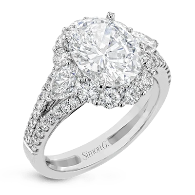 Simon G. Oval Cut Three Stone Halo Engagement Ring Setting (1.63CTW) 3 Simon G. Oval Cut Three Stone Halo Engagement Ring Setting (1.63CTW)
