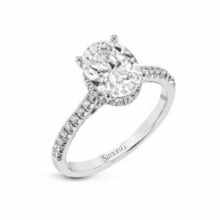 Simon G. Oval Cut Hidden Halo Engagement Ring Setting (0.32CTW)