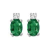 14K White Gold Color Ens Prong Emerald Earrings 1/14CT -DIAMOND JEWELRY SHOP NE328 4WCE
