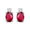 14K White Gold Ruby Earrings 1/14CT -DIAMOND JEWELRY SHOP NE328 4WCR
