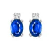 14K White Gold Color Ens Prong Sapphire Earrings 1/14CT