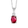 14K Color Ensembles White Gold Created Ruby Necklace 1/25CT -DIAMOND JEWELRY SHOP NP706 4WCR