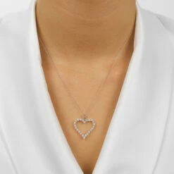 Diamond Open Heart Necklace 1/4, 1/2, Or 1 CTW -DIAMOND JEWELRY SHOP PD10411 4WF Model