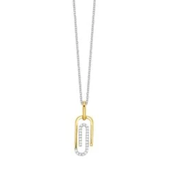 Gold Diamond Paperclip Pendant 1/10ctw