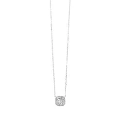 White Gold Diamond & White Topaz Fashion Pendant Necklace