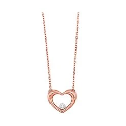 10K Rose Gold Heart Pendant With Diamond