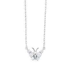 Butterfly Pendant In White Gold