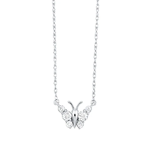 Butterfly Pendant In White Gold 3 Butterfly Pendant In White Gold