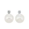 14K White Gold Cultured Pearl Earrings 1/20CT -DIAMOND JEWELRY SHOP PSD6.00AAA 4W
