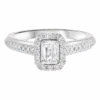 Tru Reflection Complete Ring With Emerald Cut Diamond And Halo -DIAMOND JEWELRY SHOP RG63186 4WB