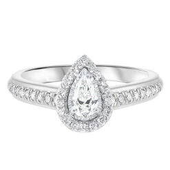 Tru Reflection Complete Ring With Pear Cut Diamond And Halo